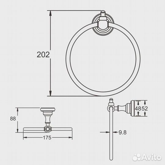 Кольцо для полотенец Rose RG1106, хром