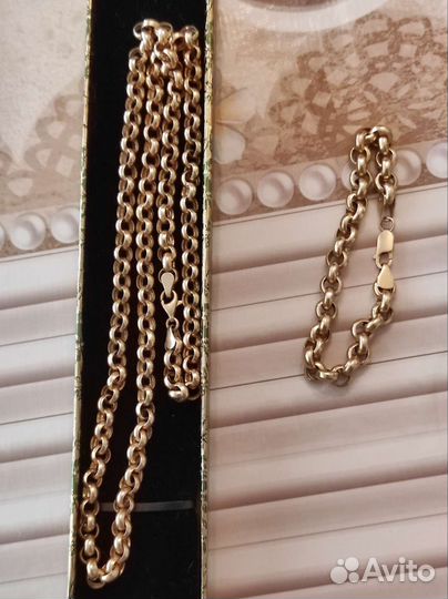 Золотой цепь 585 проба и браслет