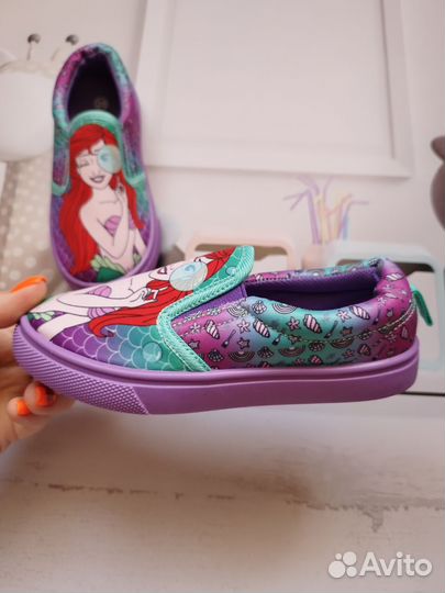 Слипоны кеды тапки для девочки Русалочка Ариэль