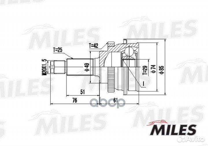 GA20428 miles ШРУС наружний (ABS) GA20428 Miles