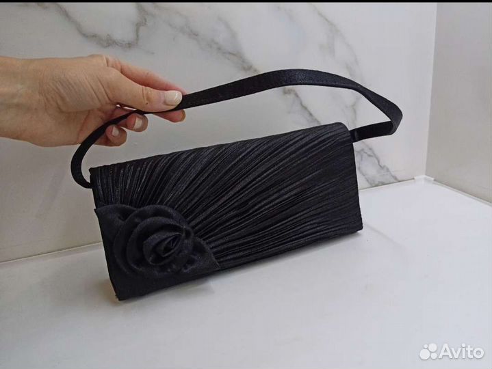 Вечерний клатч черный женский сумочка мини сумка