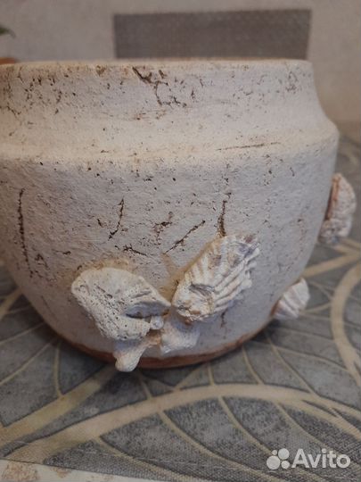 Горшок/кашпо глиняное. Декорированное