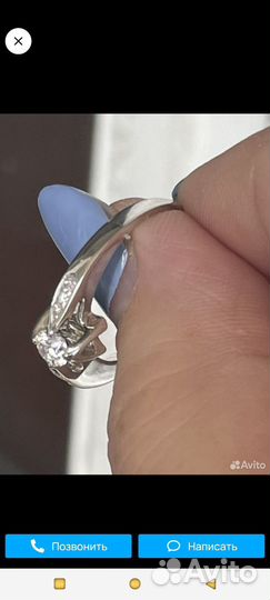 Золотое кольцо 585 с бриллиантами 0.34ct.3/4