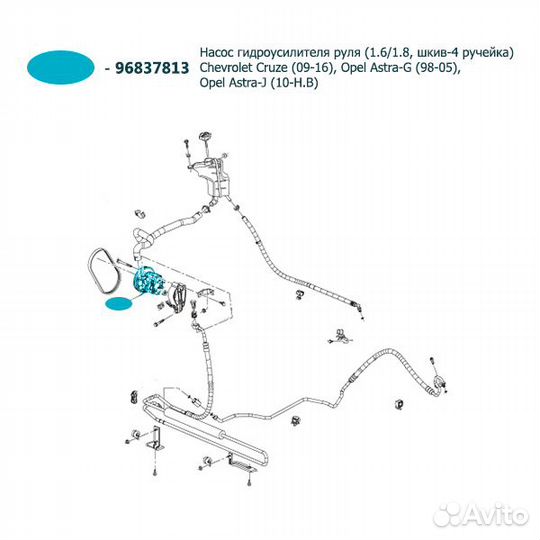 Насос гидроусилителя chevrolet cruze 96837813