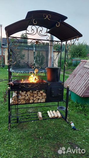 Мангал с печкой и крышей