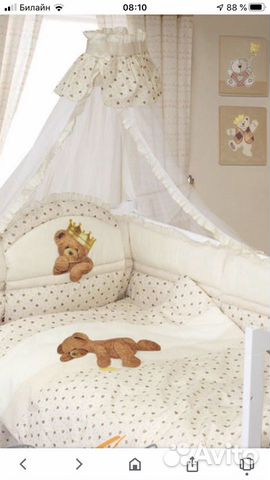 Набор пастельного белья и бамперы, одеяло, подушка