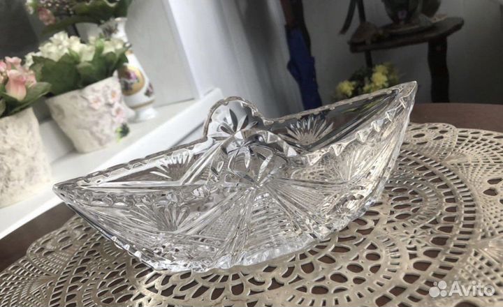 Хрустальная лодочка/салатник СССР