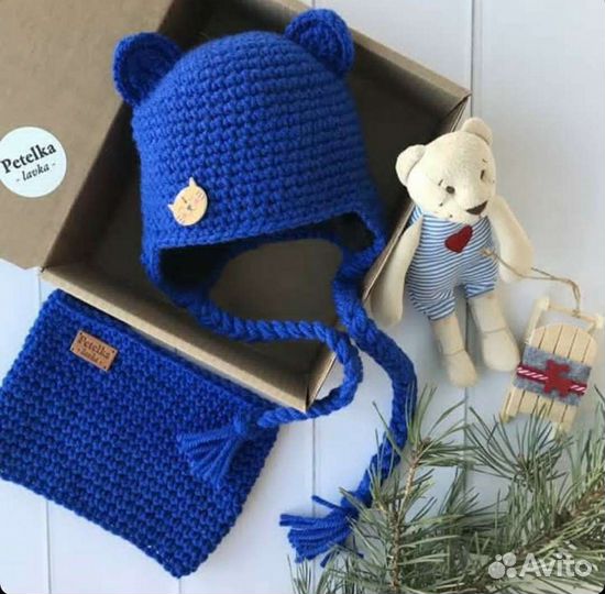 Детская зимняя шапка 44-46 + снуд. Новое