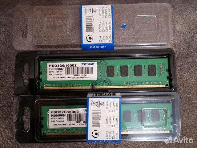 Оперативная память DDR3 patriot 1600 2x2GB (4GB)