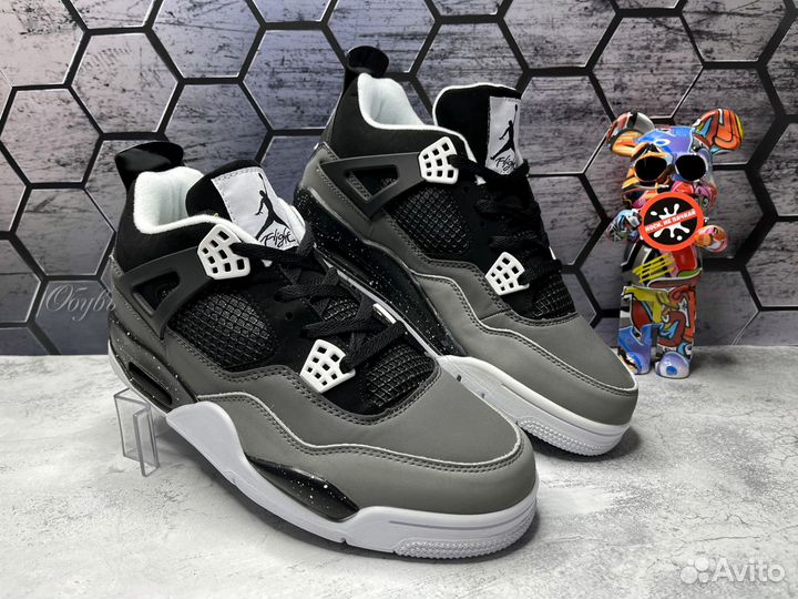 Кроссовки Nike Jordan 4 серо-черные