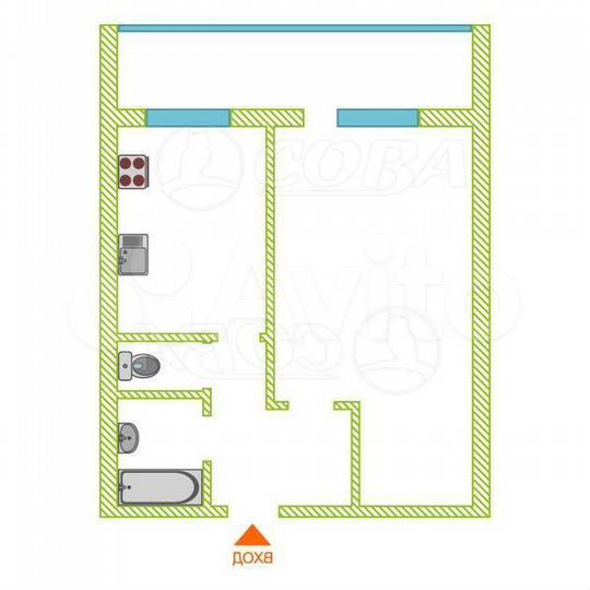 1-к. квартира, 34,7 м², 6/10 эт.