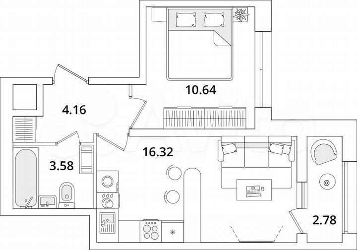 1-к. квартира, 36,1 м², 11/22 эт.