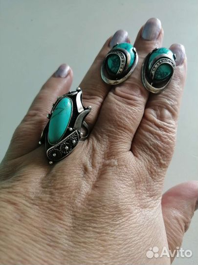 Серебро 925 пробы серьги и кольцо