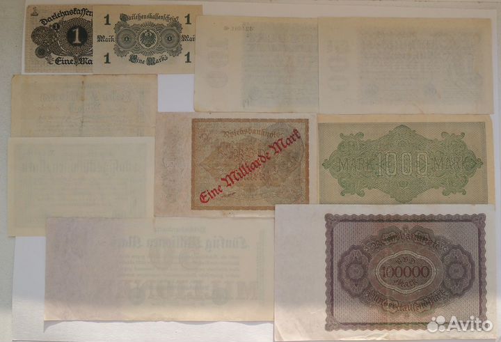 Набор банкнот 1922- 1923 годов Германия 10 штук