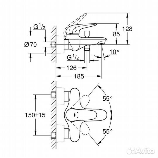 Смеситель для ванны с душем Grohe Euroeco 32743000