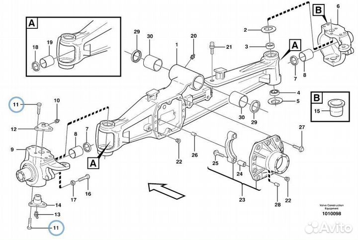 CA0126922 Болт шкворня для экскаватора погрузчика