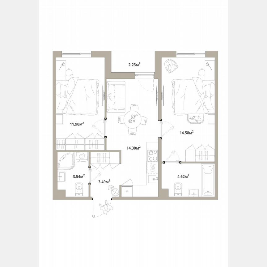 2-к. квартира, 53,1 м², 1/12 эт.