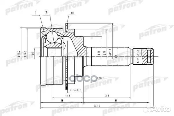 ШРУС наружн к-кт 25x54x29 ABS:43T mitsubishi: C