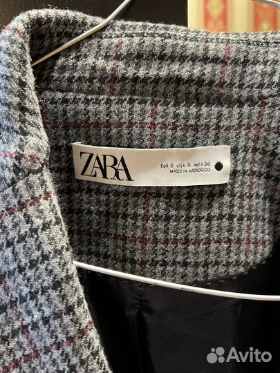 Пиджак серый в клетку женский блейзер Zara новый S