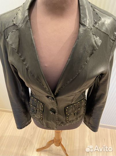Куртка из лайки пиджак кожаный дизайнерский 42