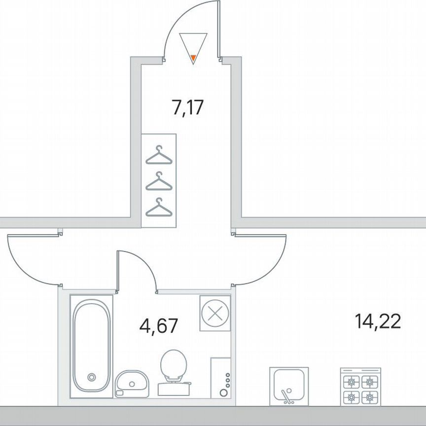 1-к. квартира, 40,1 м², 1/8 эт.