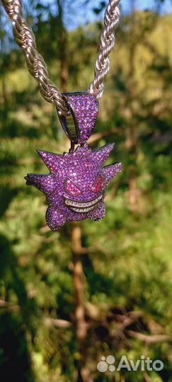 Подвеска Покемон генгар,ретро кулон с цирконом