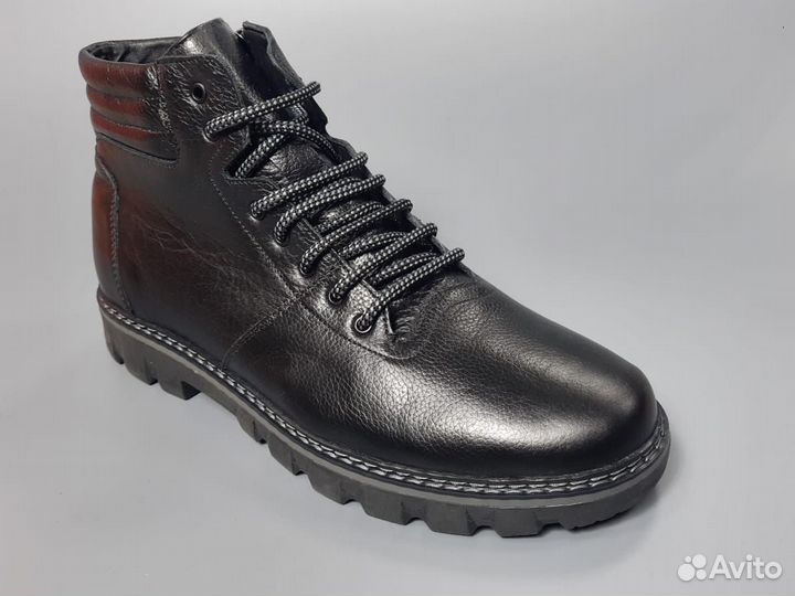 Ботинки мужские зимние кожаные с натуральным мехом