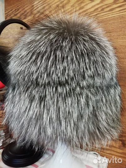 Шапка Чернобурка, вязаный мех