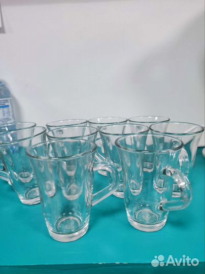 Набор 10 штук кружка стеклянная для чая