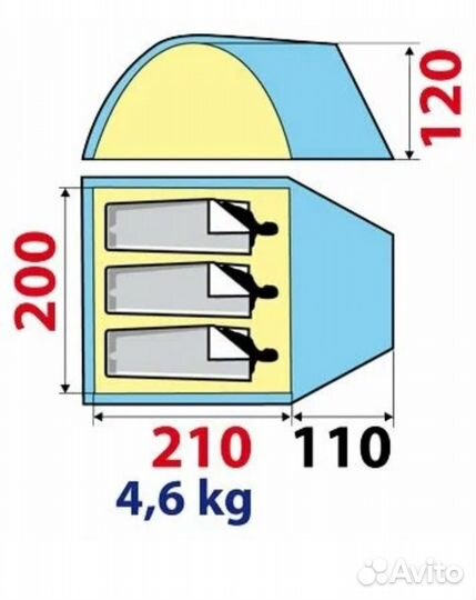Палатка кемпинговая 3х местная