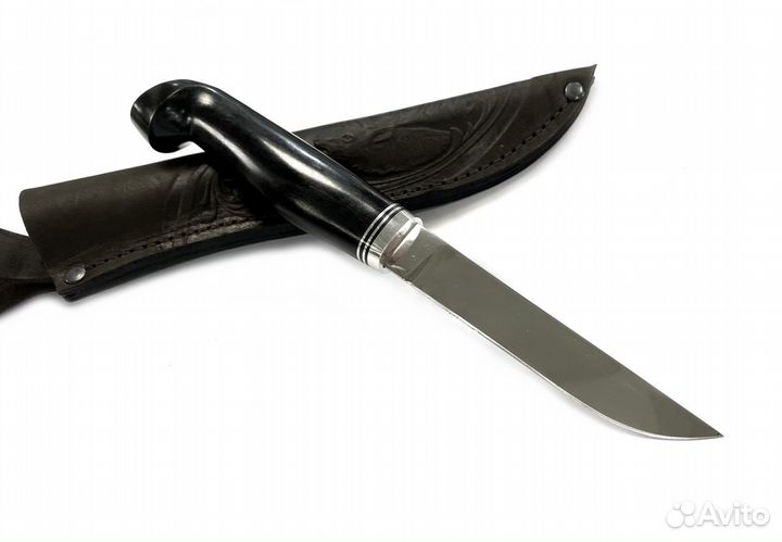 Финский нож Пуукко, кованая 95х18, черный граб