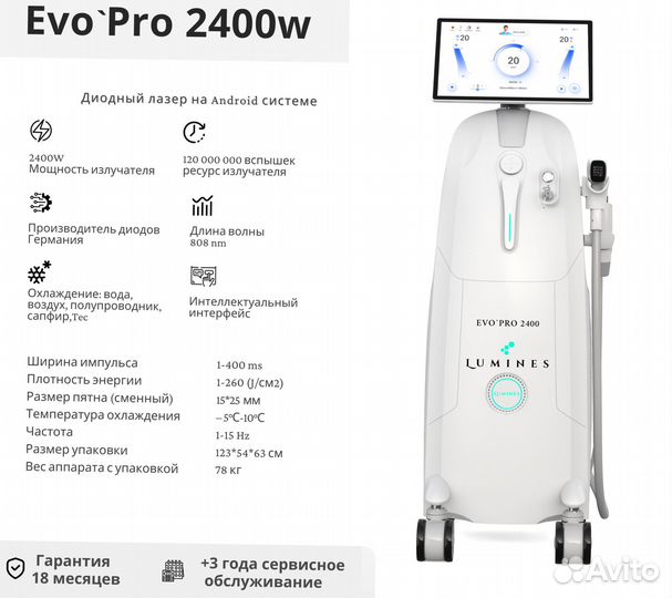 Аппарат для эпиляции Lumines’ Эво-Про 2400в