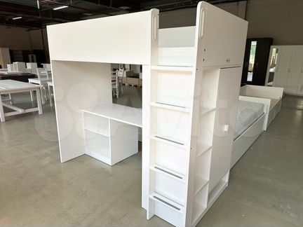 Смacтад кровать-чердак, IKEA белая двухъярусная