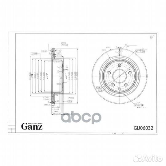 Диск тормозной задний ganz GIJ06032 GIJ06032 ganz