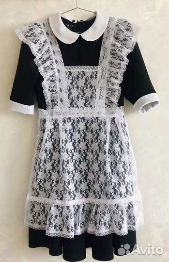 Школьная форма(платье и белый фартук)