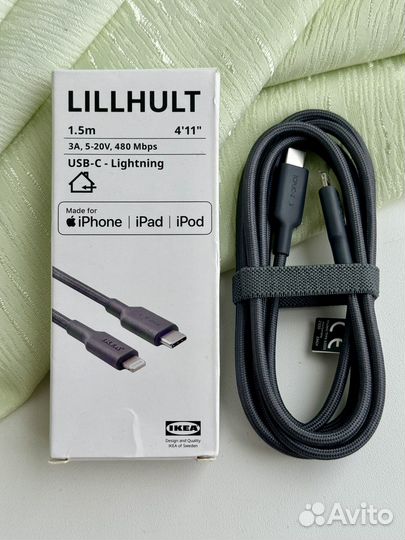 Кабель IKEA lillhult USB-C to Lightninh