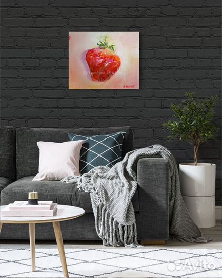 Картина маслом на холсте Ягодка Виктории 24х30 см