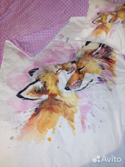 Детский комплект в кроватку (одеяло и подушка)