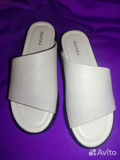 Кожаные женские шлепанцы