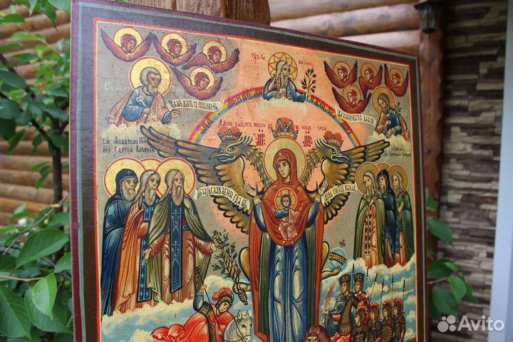 Азовская старая икона Божей матери живопись золото