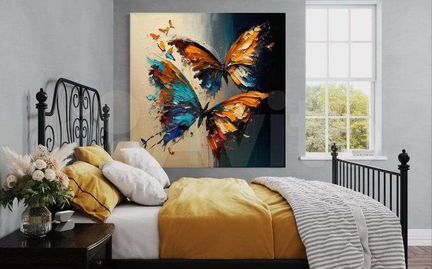 Текстурная картина маслом Бабочки