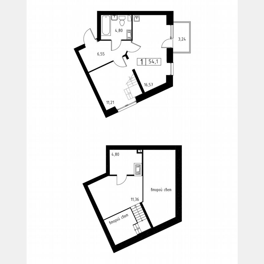 1-к. квартира, 54,1 м², 3/3 эт.