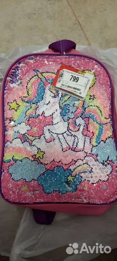 Рюкзак новый детский единорог с пайетками