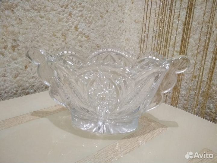 Конфетница ваза ладья хрустальная 2шт