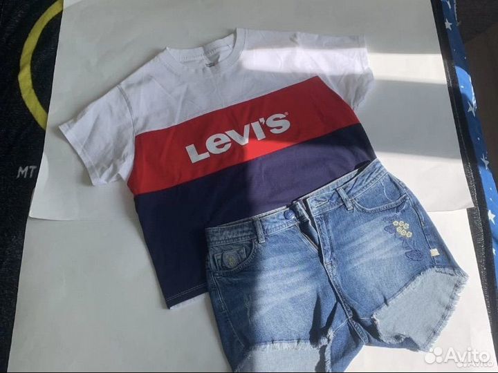 Шорты джинсовые 36 Us polo assn футболка Levis s