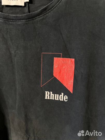 Футболка Rhude Washed Black Logo Moon Оригинал