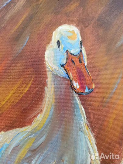 Картина утки маслом на холсте гуси утка 30*40