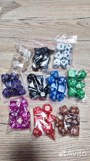Кости для игры в dnd. Дайсы. Кубики (7шт. в компл)