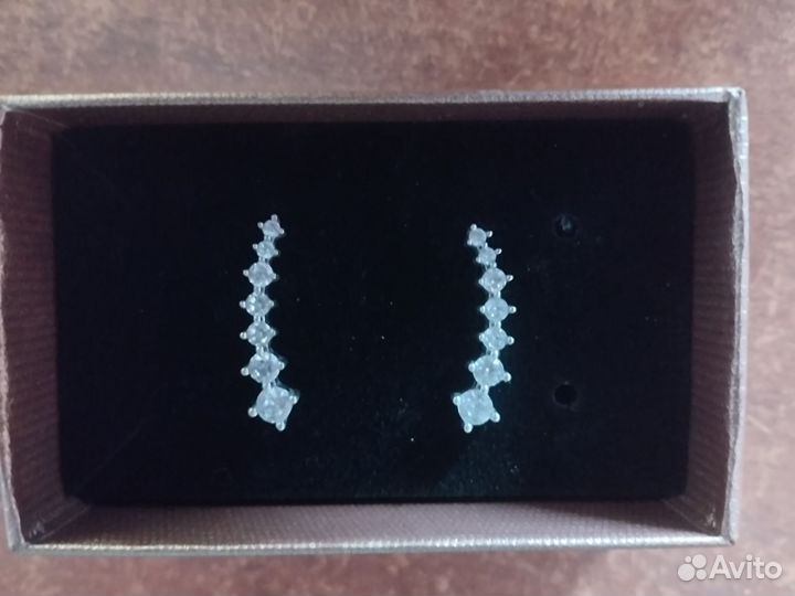 Серьги каффы серебряные