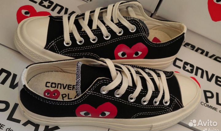 Кеды Concerse Comme Des Garcons Play Black Low